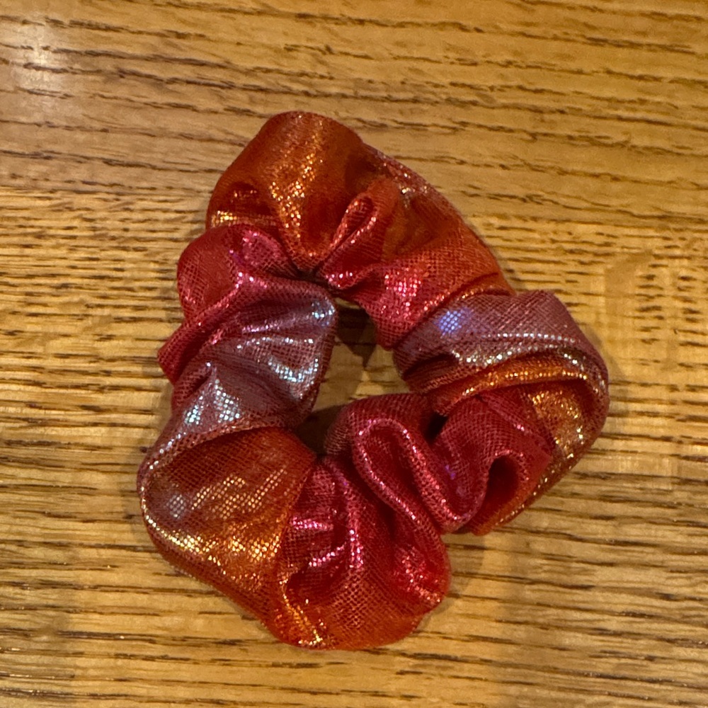 Metallic Red and Gold Scrunchie